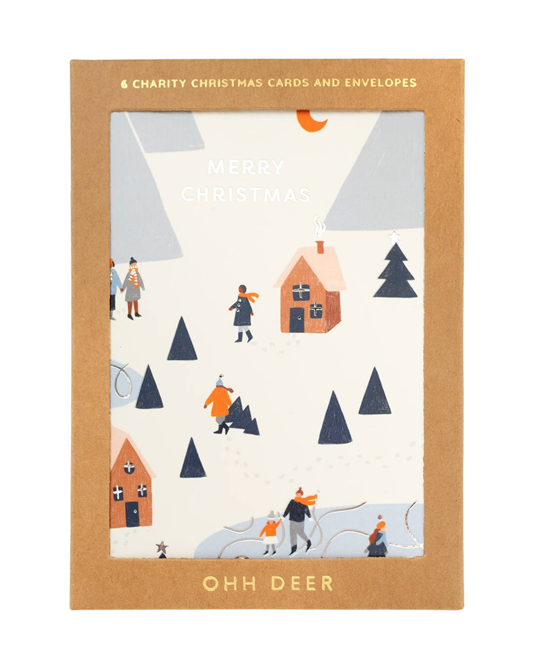 Ohh Deer Ski Houses Christmas Cards - Pack of 6