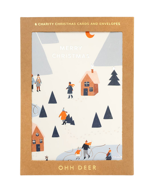 Ohh Deer Ski Houses Christmas Cards - Pack of 6