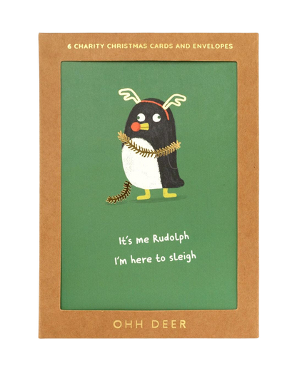 Ohh Deer Here To Sleigh Christmas Cards - Pack of 6