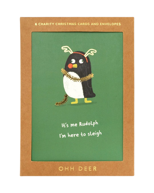 Ohh Deer Here To Sleigh Christmas Cards - Pack of 6